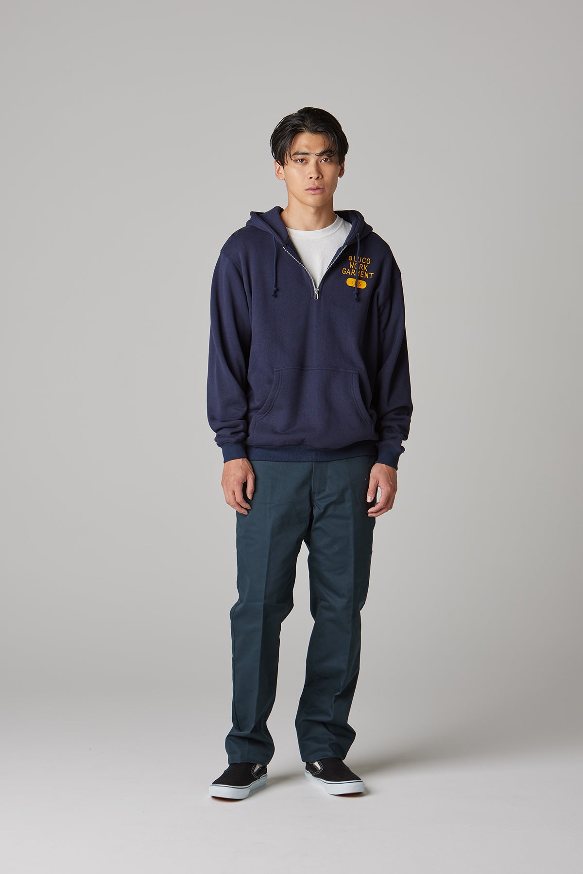 HEAVY PILE  SWEAT HALF ZIP HOODIE -1165-