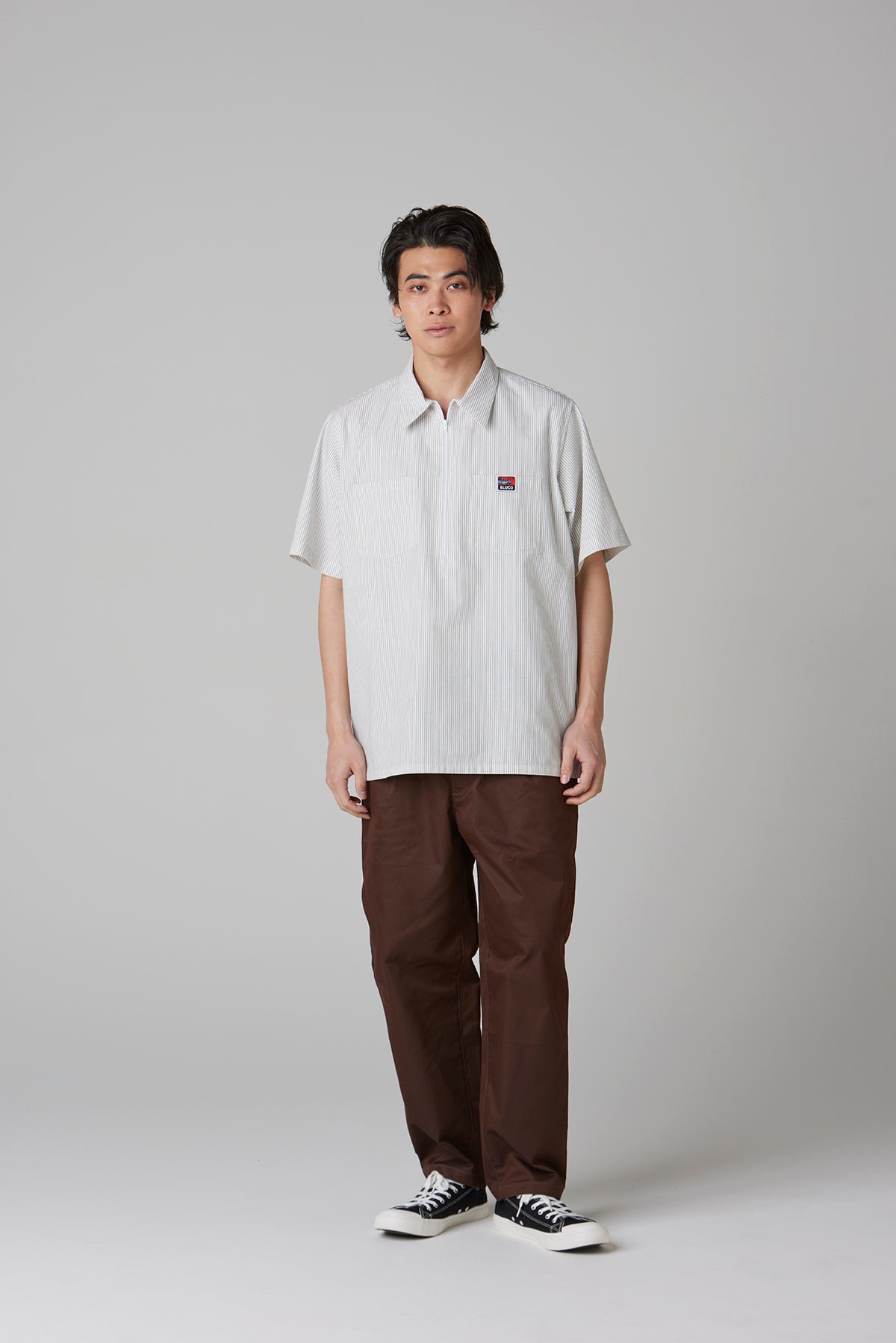 PULLOVER STRIPE WORK SHIRT S/S