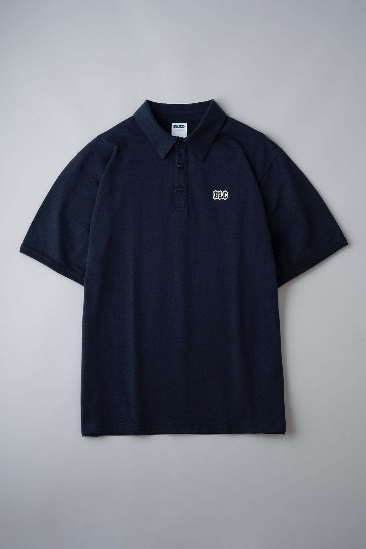 HEAVY DRY COTTON POLO NECK TEE -BLC-