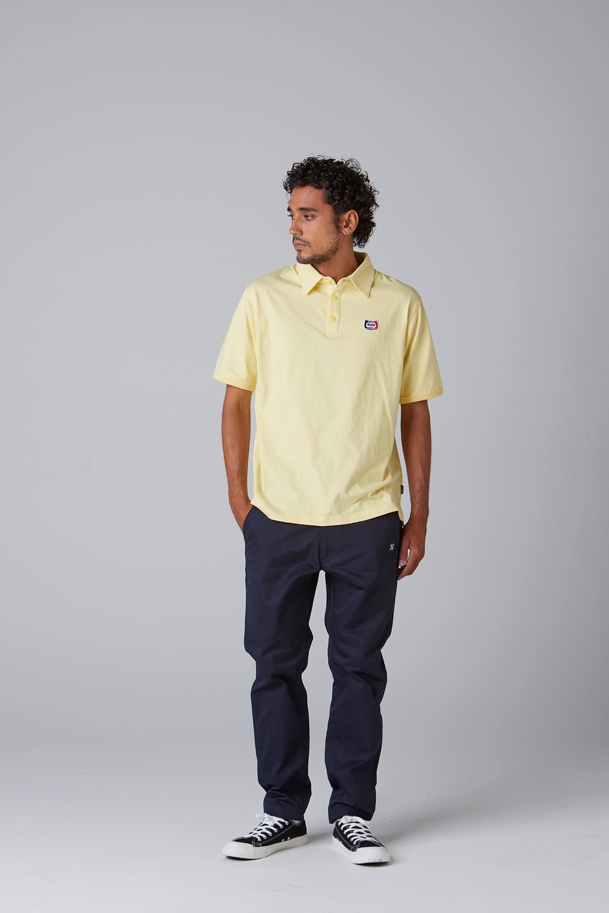 HEAVY DRY COTTON POLO NECK TEE -Champ-