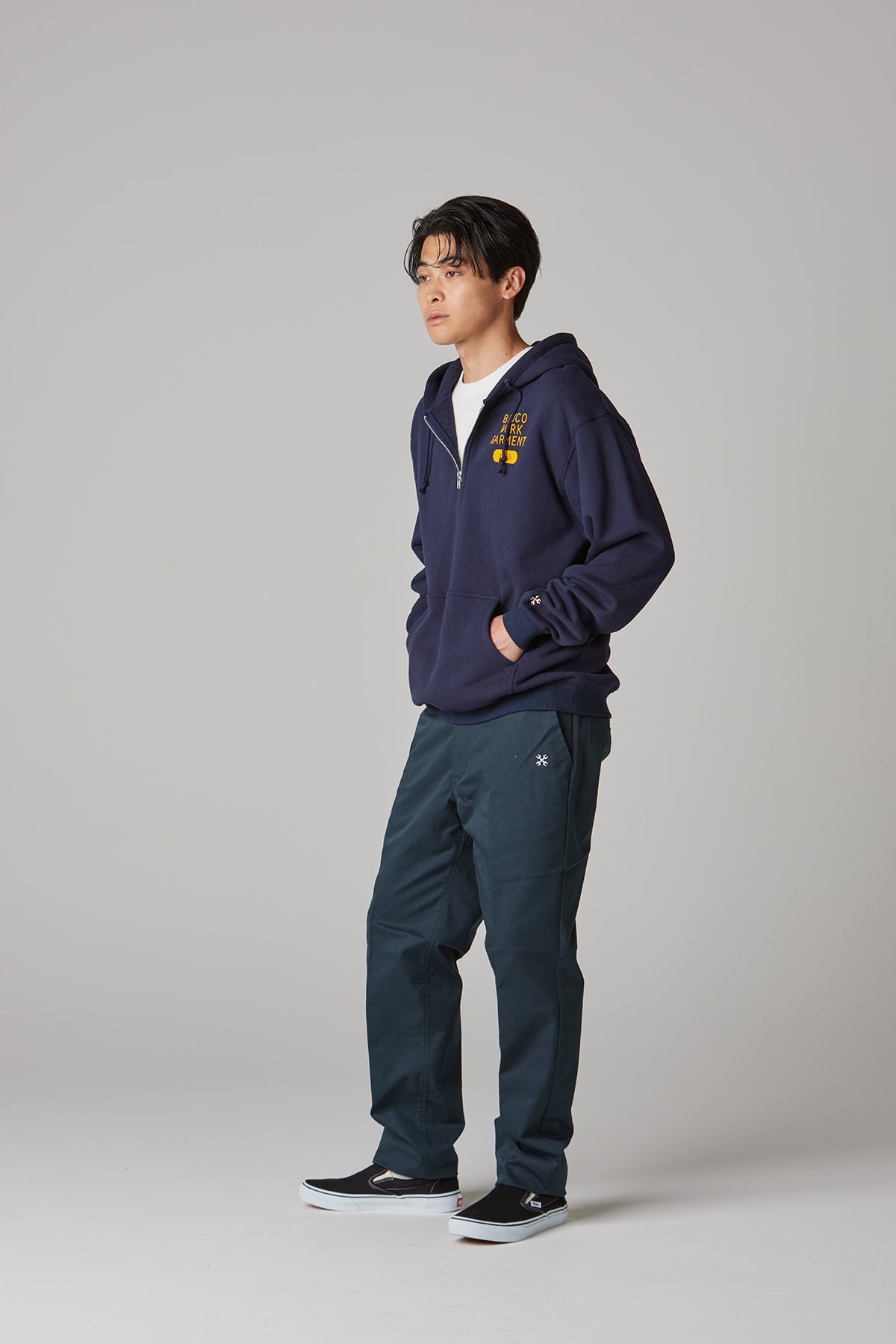 HEAVY PILE  SWEAT HALF ZIP HOODIE -1165-