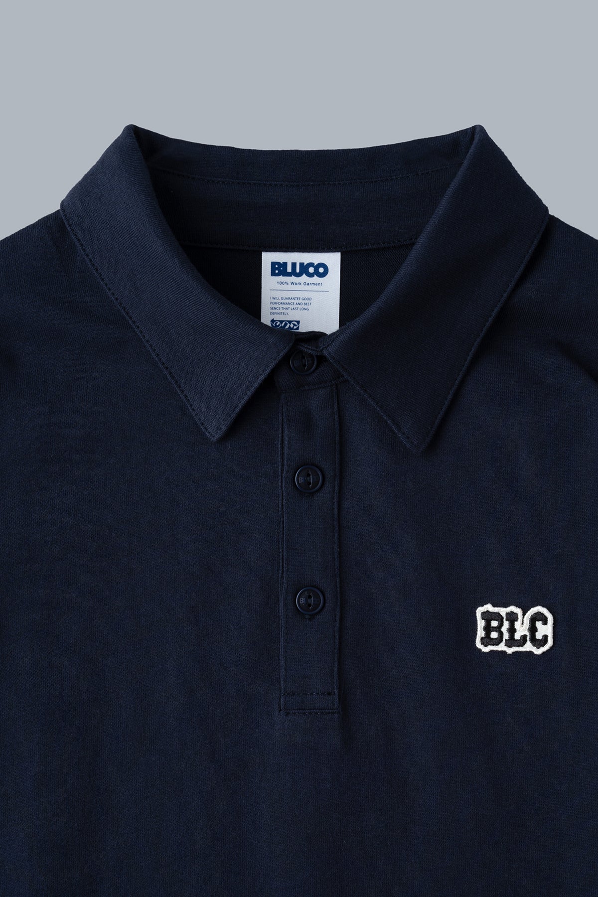 HEAVY DRY COTTON POLO NECK TEE -BLC-