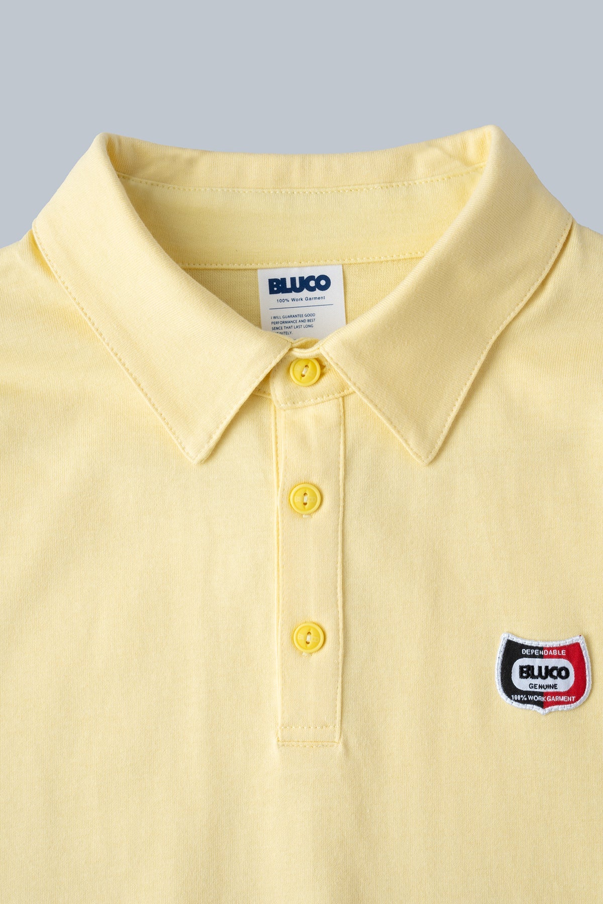 HEAVY DRY COTTON POLO NECK TEE -Champ-