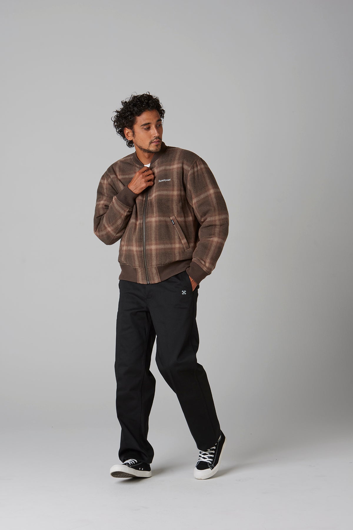 OMBRE CHECK BOMBER JACKET