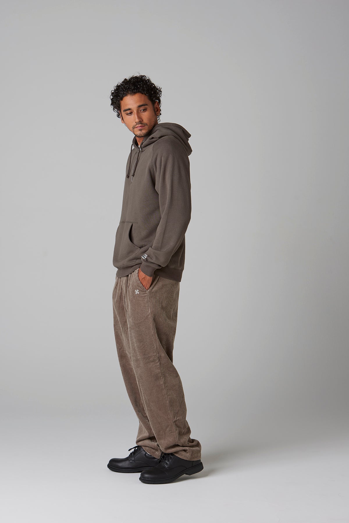 HEAVY PILE HALF ZIP SWEAT HOODIE