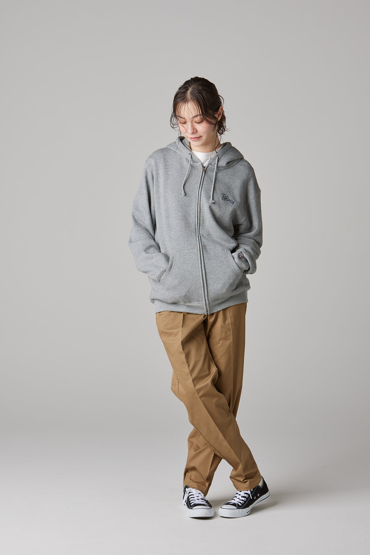 HEAVY PILE  SWEAT ZIP HOODIE -EMB-