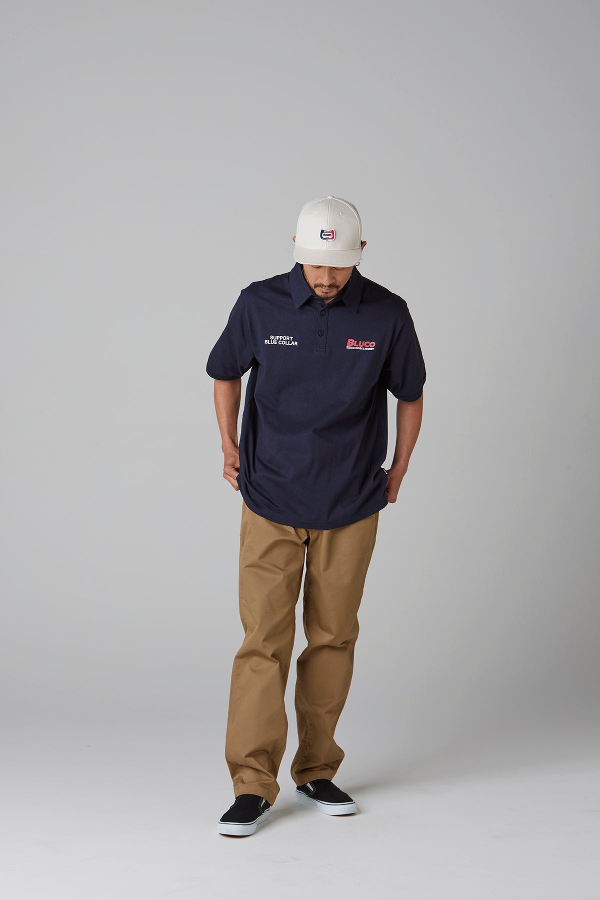 HEAVY DRY COTTON POLO NECK TEE -BWG-