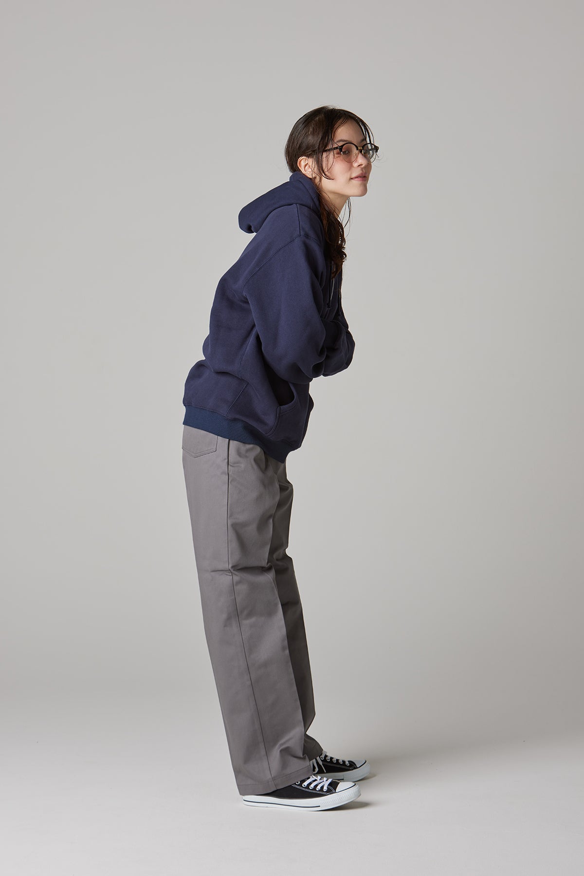 HEAVY PILE  SWEAT HALF ZIP HOODIE -EMB-