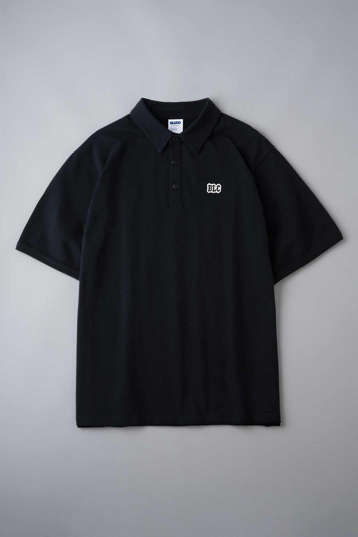 HEAVY DRY COTTON POLO NECK TEE -BLC-