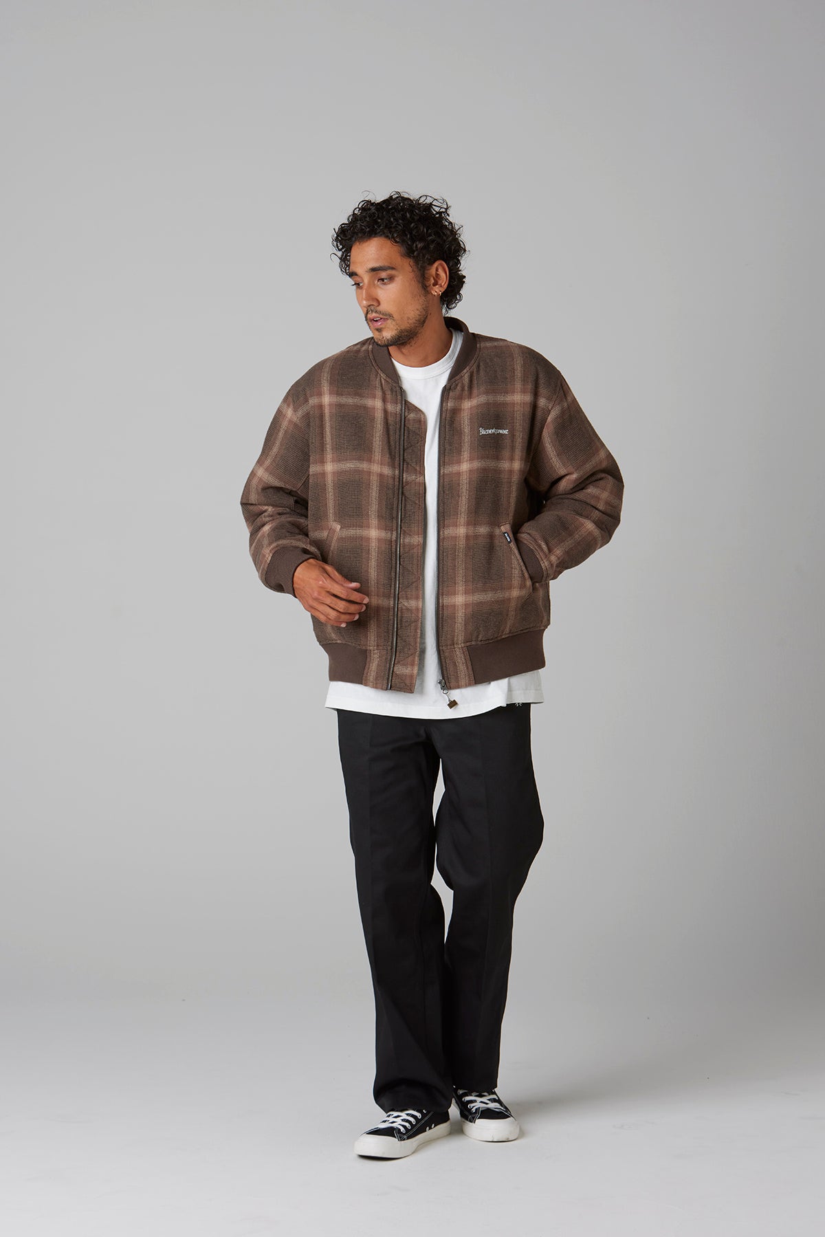 OMBRE CHECK BOMBER JACKET