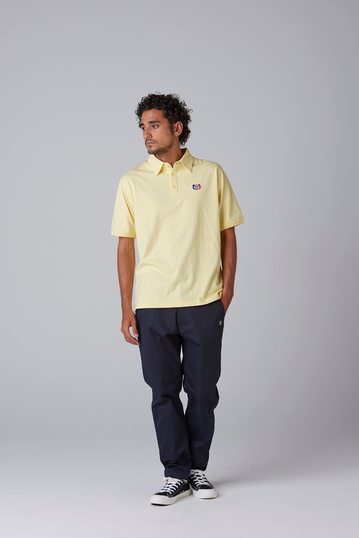 HEAVY DRY COTTON POLO NECK TEE -Champ-