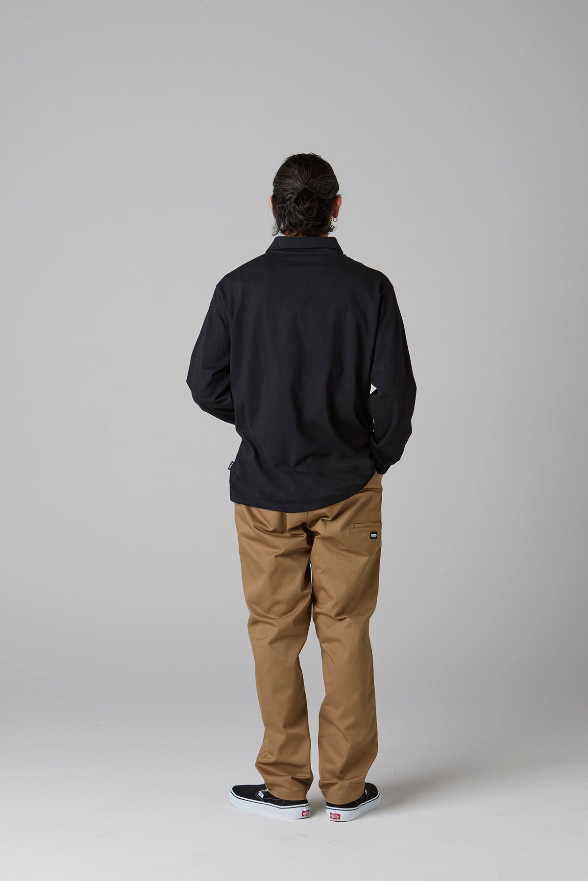 HEAVY DRY COTTON POLO NECK L/S TEE -Oil Can-