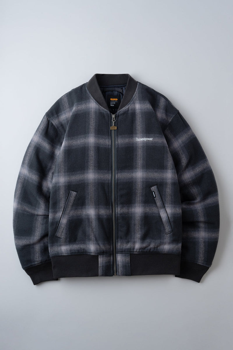 ブルコ　OMBRE CHECK BOMBER JACKET ブラウン　L OMBRE CHECK BOMBER JACKET – BLUCO. INC