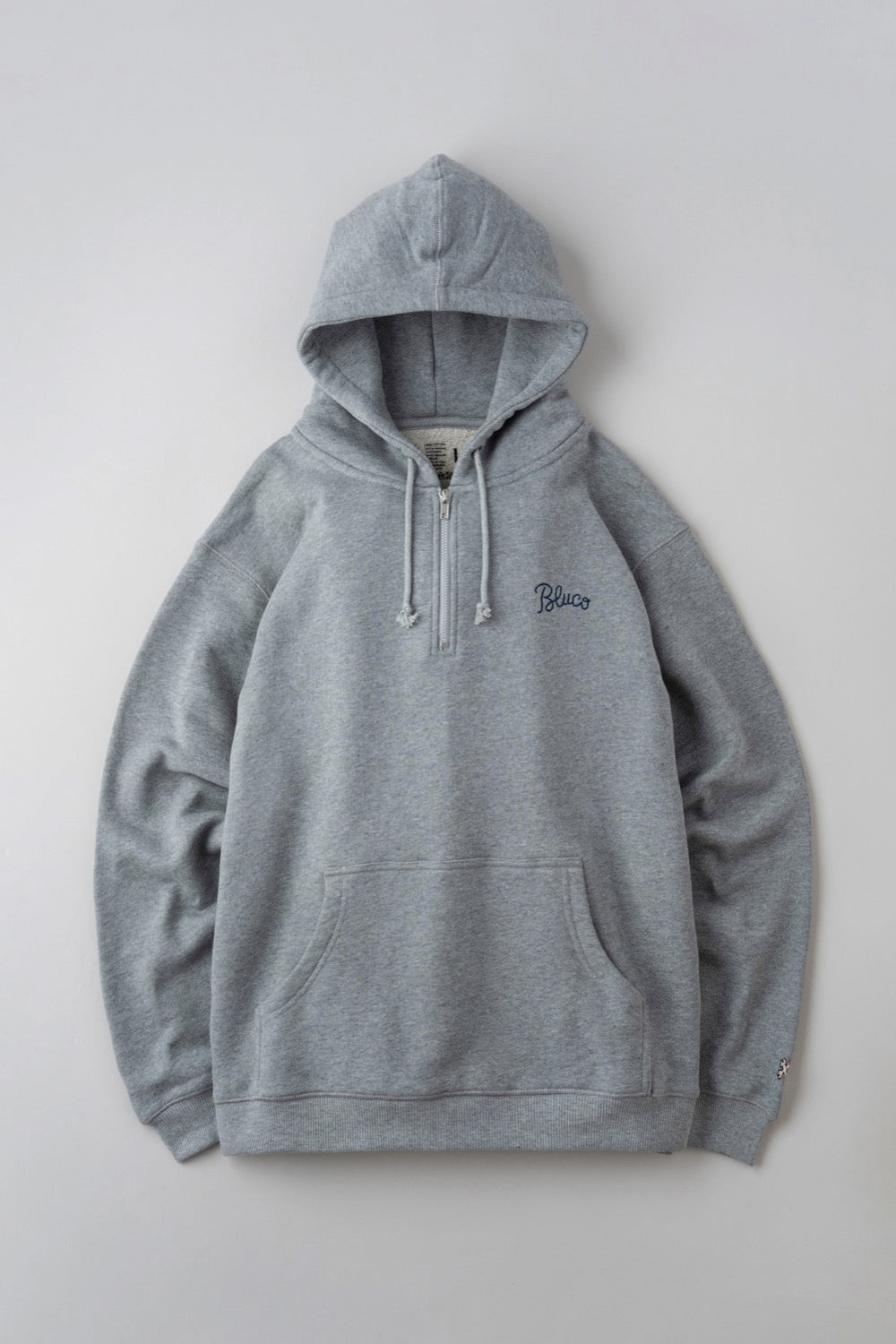 HEAVY PILE  SWEAT HALF ZIP HOODIE -EMB-