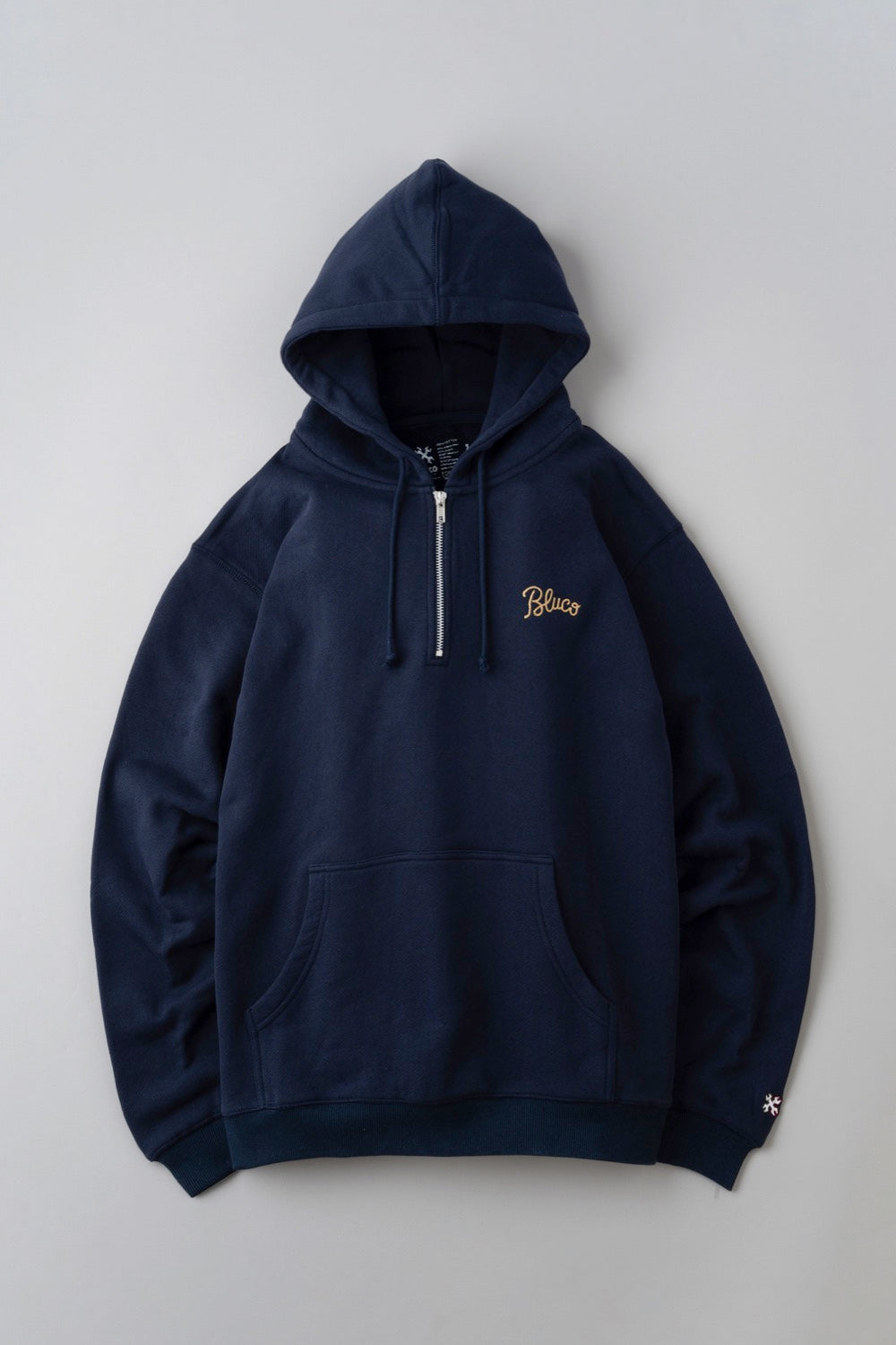 HEAVY PILE  SWEAT HALF ZIP HOODIE -EMB-