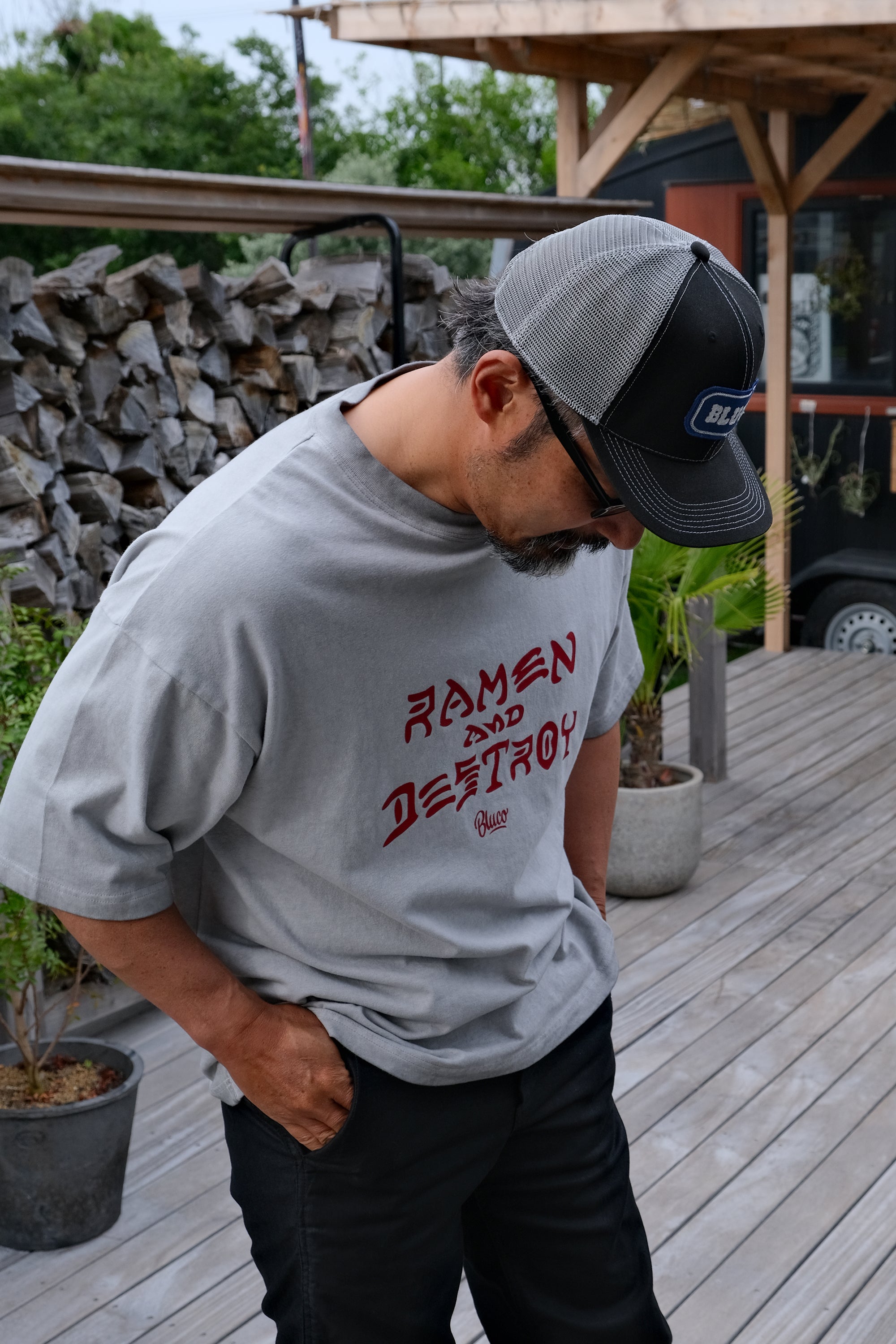 (RAMEN&DESTROY×BLUCO) ピグメントオーバーTシャツ