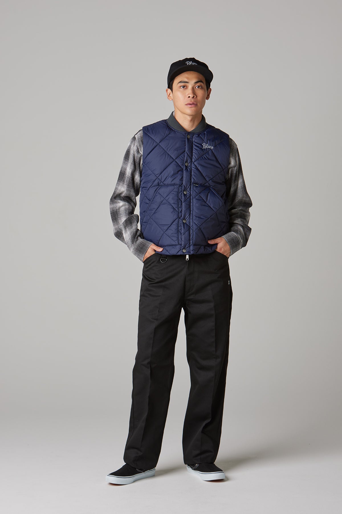 RIB COLLAR QUILTING VEST