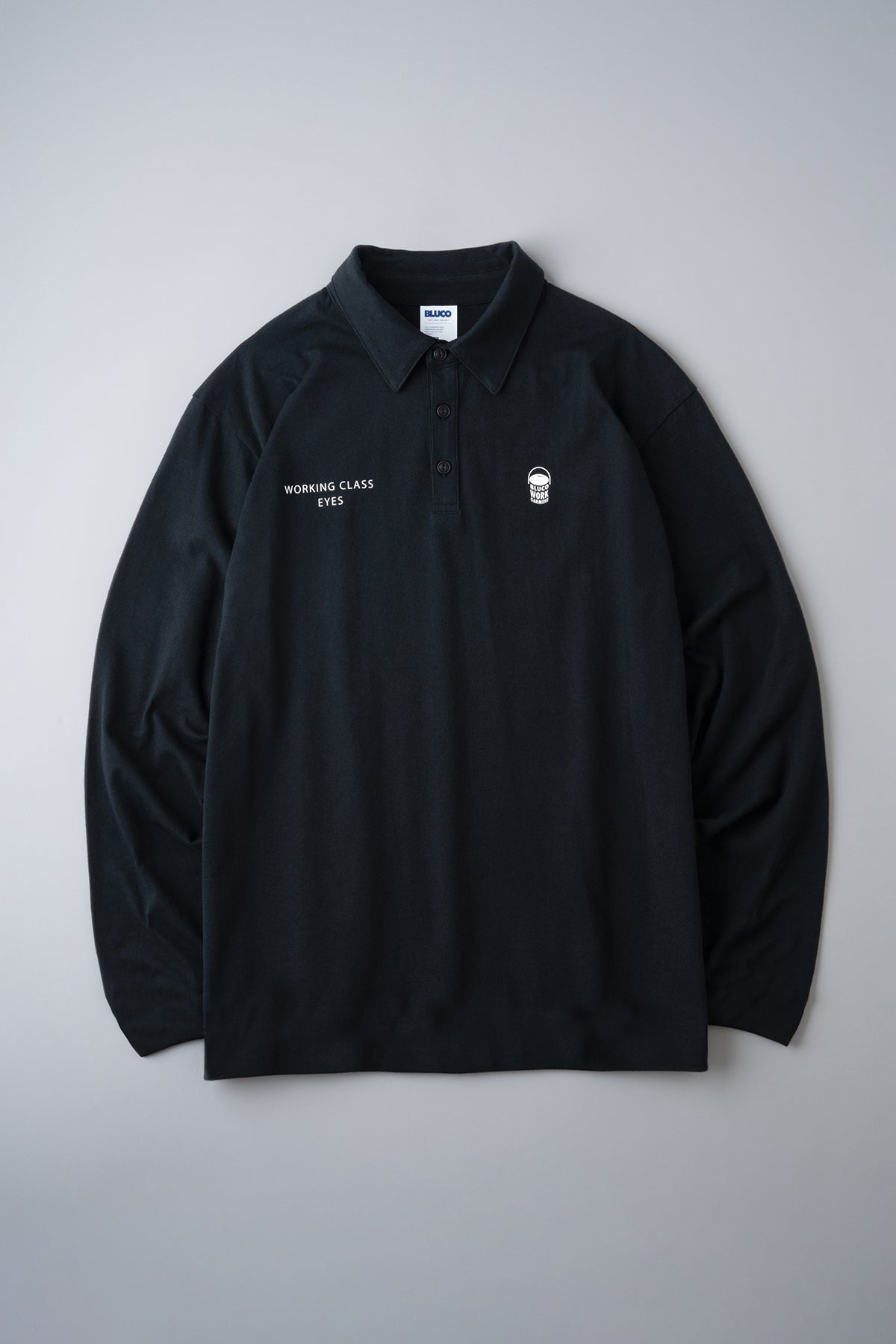 HEAVY DRY COTTON POLO NECK L/S TEE -Oil Can-