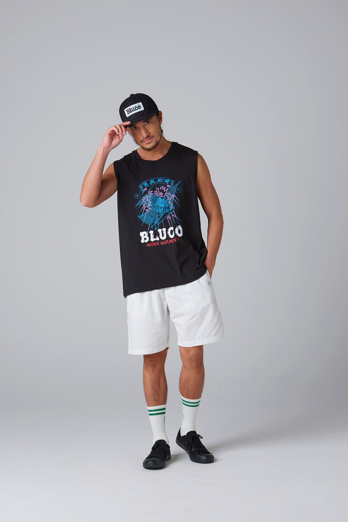 ノースリーブ プリントTシャツ -遊鷹-