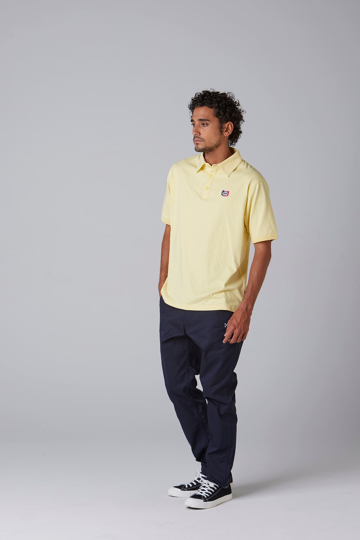 HEAVY DRY COTTON POLO NECK TEE -Champ-