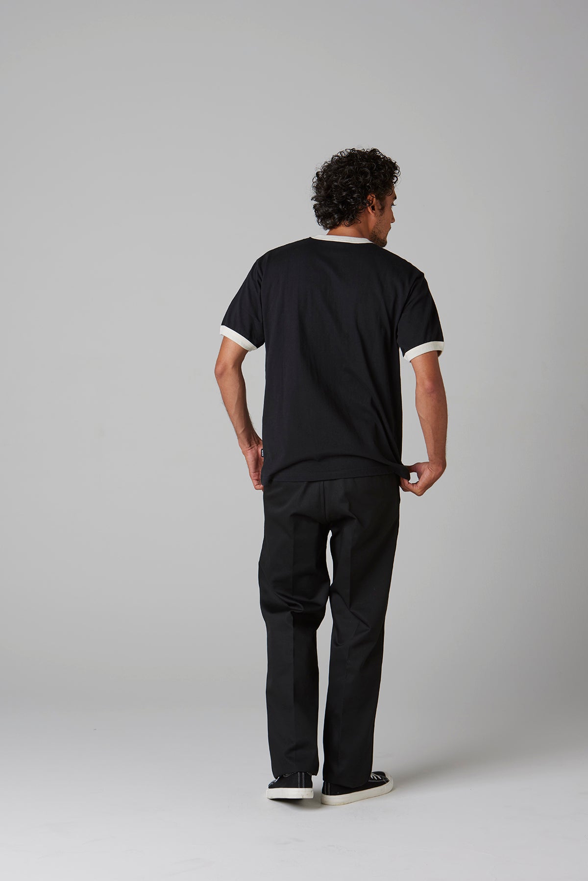 HEAVY DRY COTTON RINGER TEE -BLC-