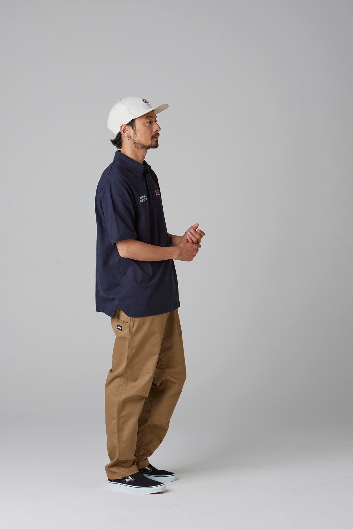 HEAVY DRY COTTON POLO NECK TEE -BWG-