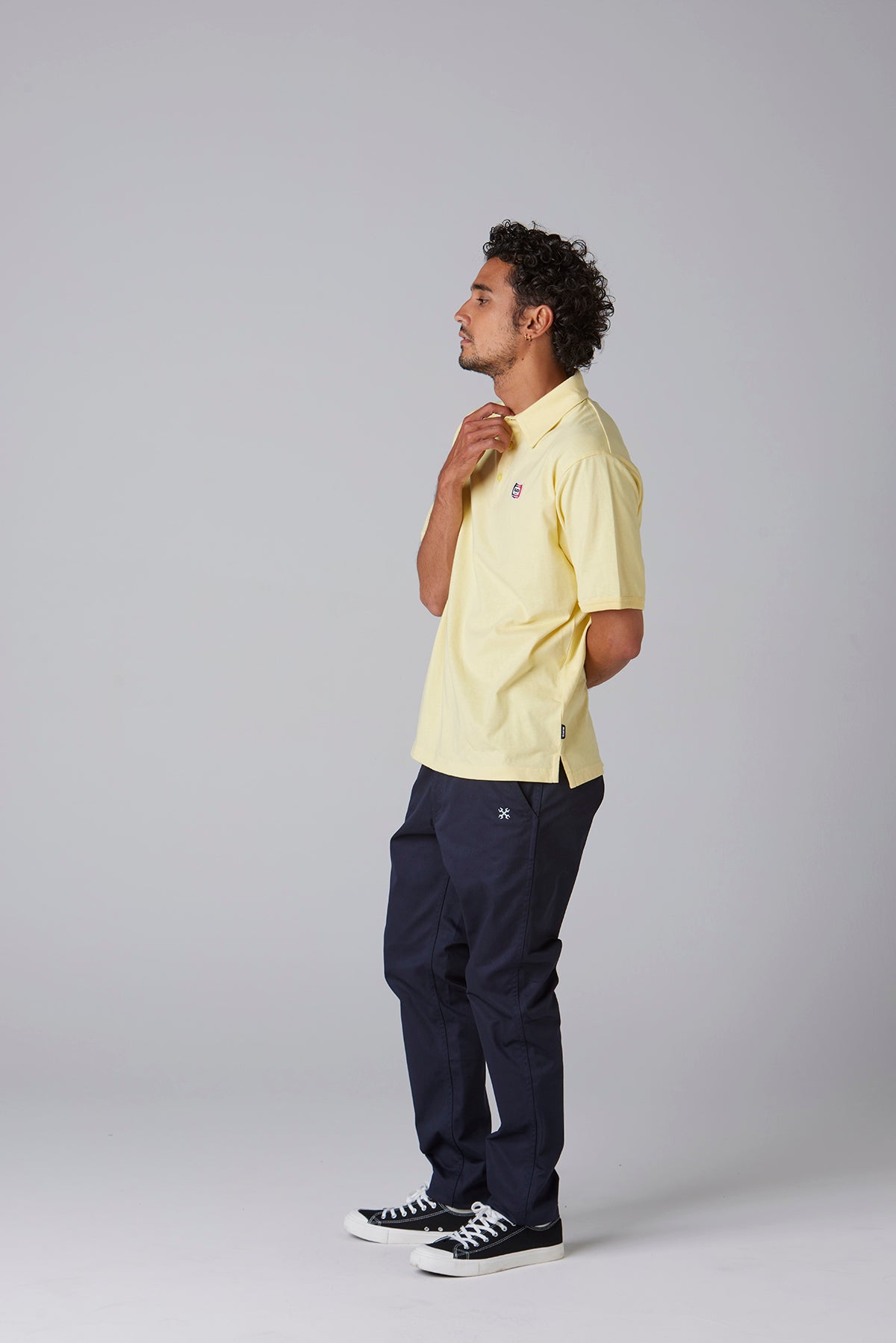 HEAVY DRY COTTON POLO NECK TEE -Champ-