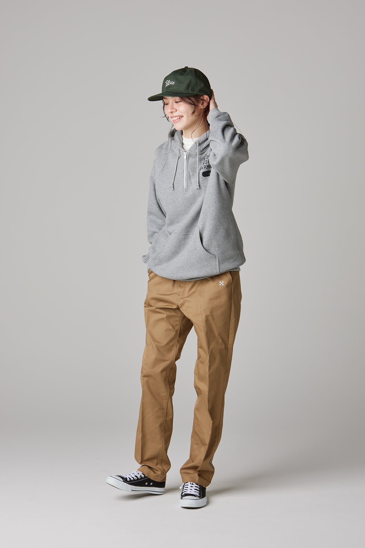 HEAVY PILE  SWEAT HALF ZIP HOODIE -1165-