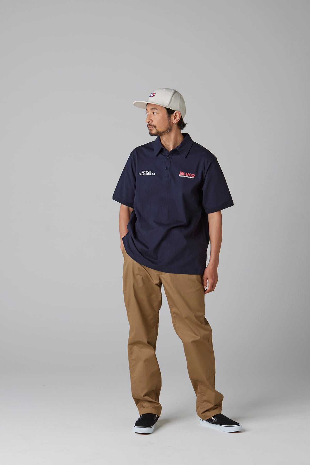 HEAVY DRY COTTON POLO NECK TEE -BWG-