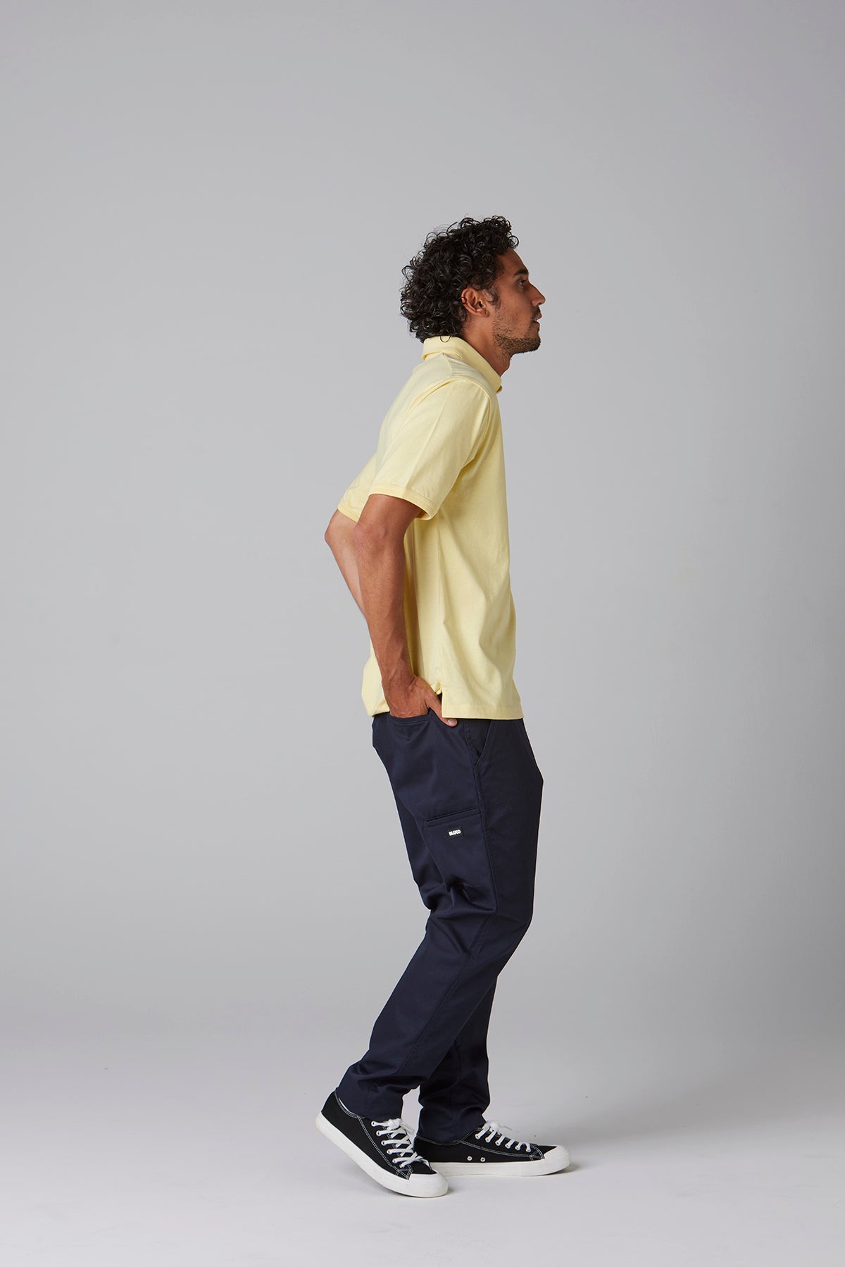 HEAVY DRY COTTON POLO NECK TEE -Champ-