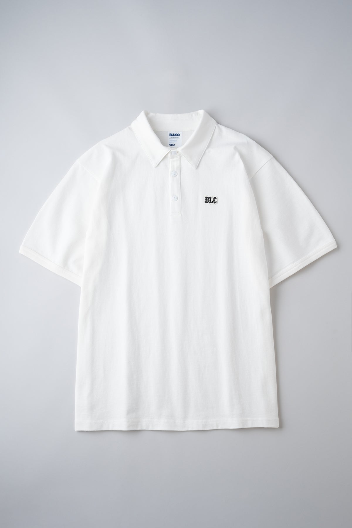 HEAVY DRY COTTON POLO NECK TEE -BLC-