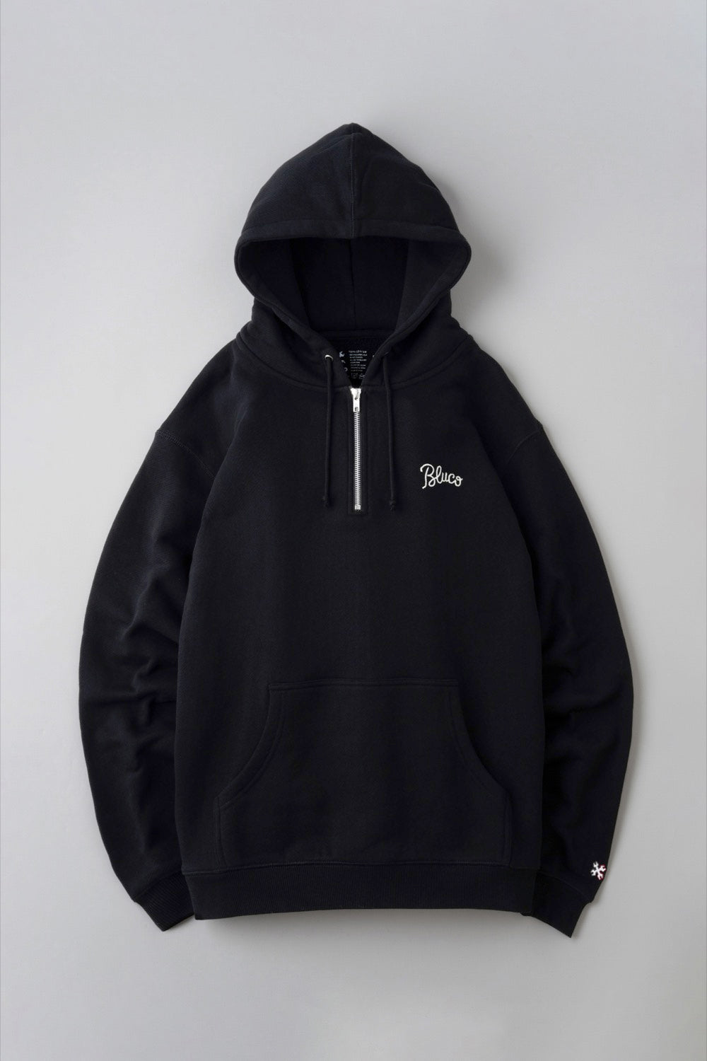 HEAVY PILE  SWEAT HALF ZIP HOODIE -EMB-