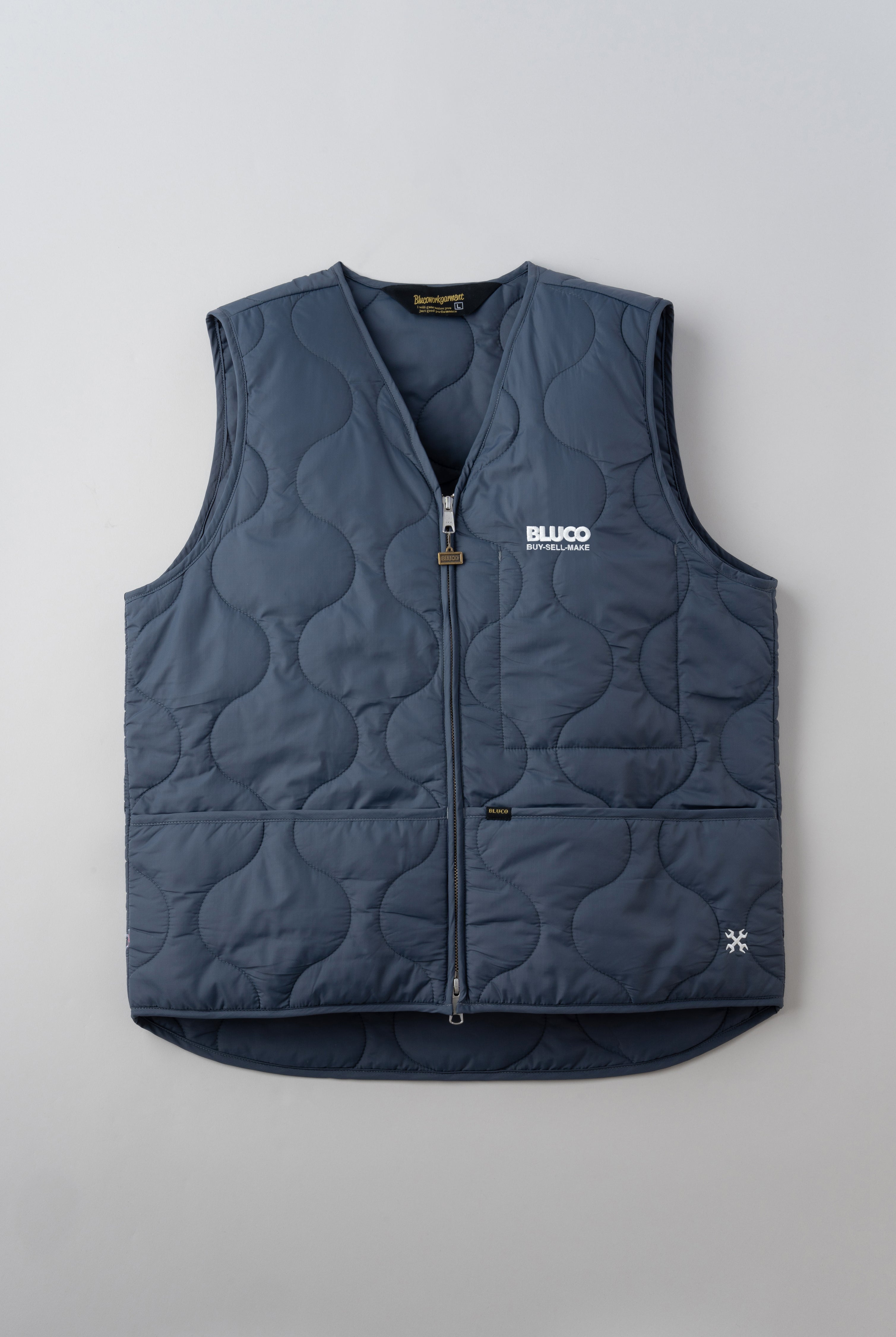 美品　BLUCO 中綿プリマロフト入りベスト　Lサイズ　紺 楽天市場】BLUCO WORK GARMENT/ブルコ V-VEST/プリマロフトV