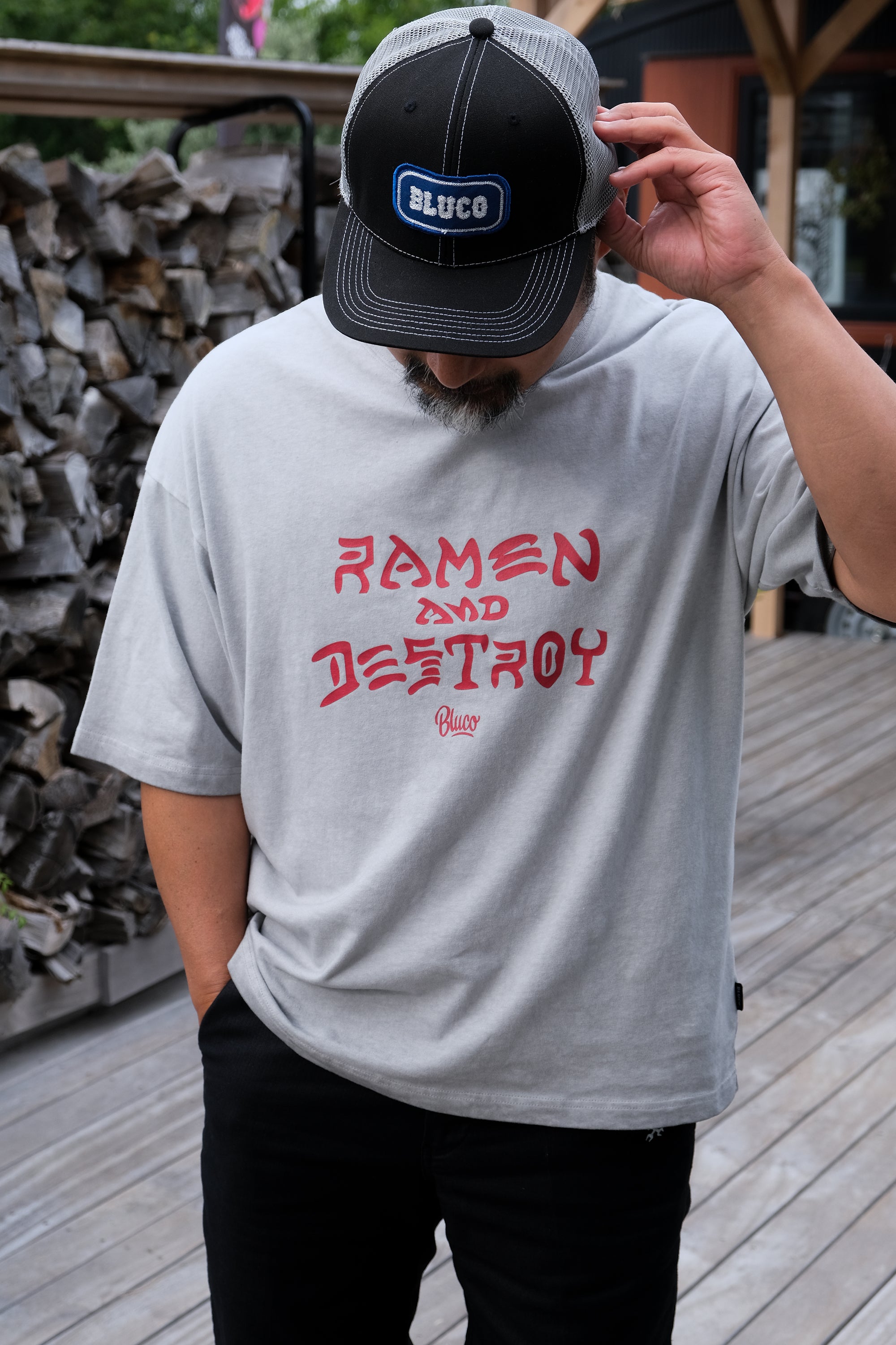 (RAMEN&DESTROY×BLUCO) ピグメントオーバーTシャツ