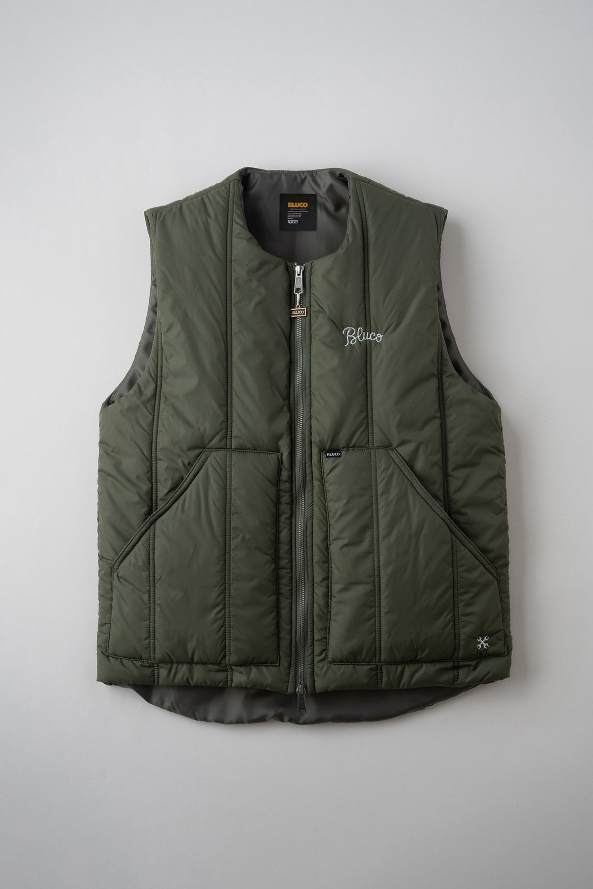 BLUCO | ブルコ QUILTING VEST ダウンベスト CLINK｜BLUCO RIB COLLAR QUILTING VEST (BLACK) [145-35-009